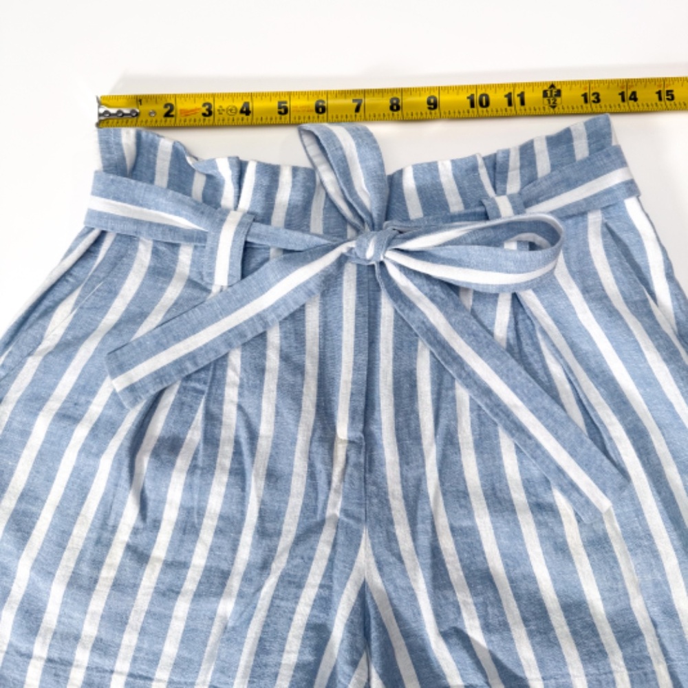 💙 L’AGENCE Alex Paperbag High-Rise Belted Shorts – Blue/White Stripe – Size 4 - Picture 3 of 12